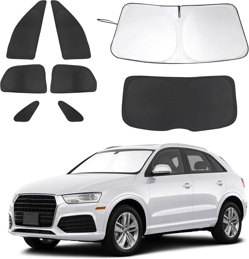 LHFLIVE 8PCS Windshield Sun Shade Custom Fit for 2013-2018 Audi Q3 Accessories Foldable Sunshade Side Rear Window Shade Cover Full Set Privacy Protection Keeps Car Cool - Image 1